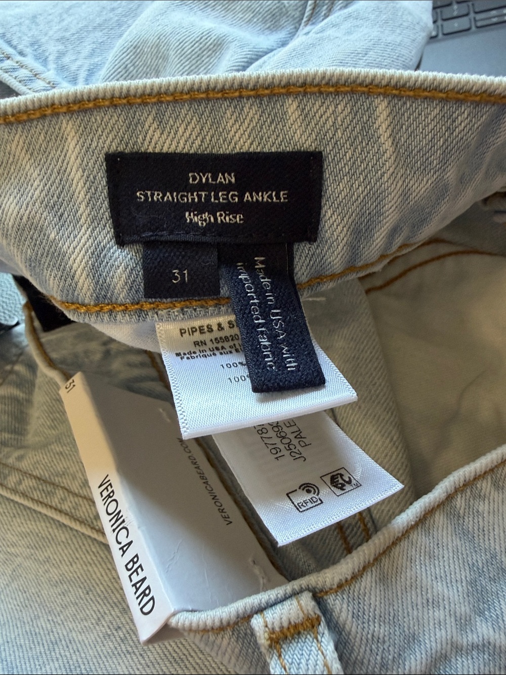 Veronica Beard Dylan High Rise Straight Ankle Jeans Cuffed Ankle Sz 31 NEW - Picture 12 of 13